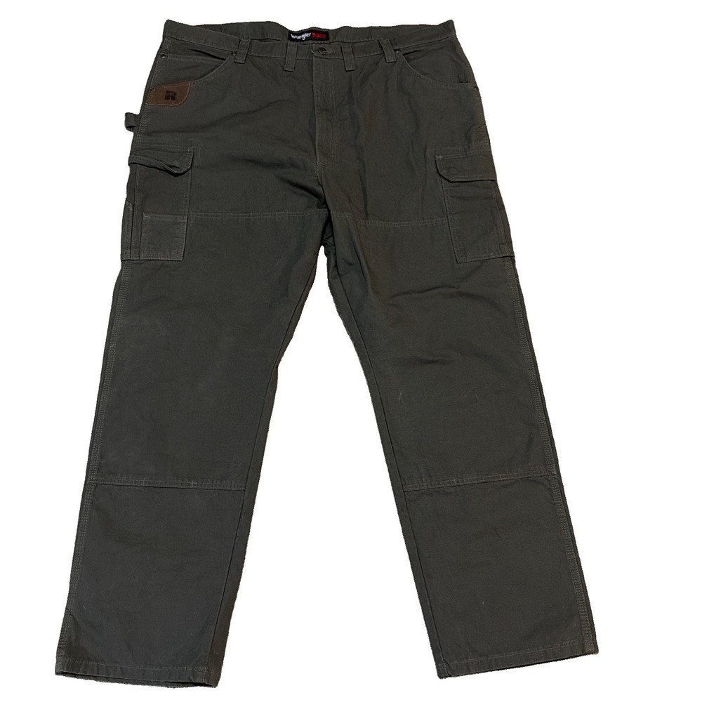 Wrangler Riggs Men's 46x34 Workwear Ripstop Carpenter Cargo Charcoal Olive Pants